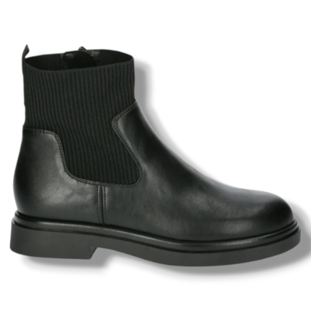 New Memory Foam Black Chelsea Ankle Boots Women Size 8.5 With Ribbed Knit Panel